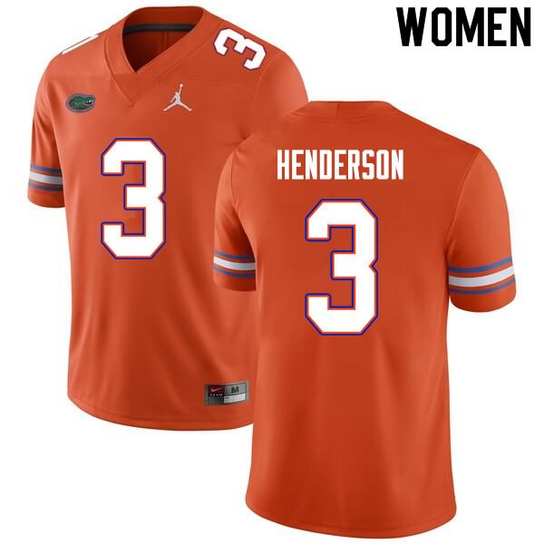 NCAA Florida Gators Xzavier Henderson Women's #3 Nike Orange Stitched Authentic College Football Jersey SVU4164KP